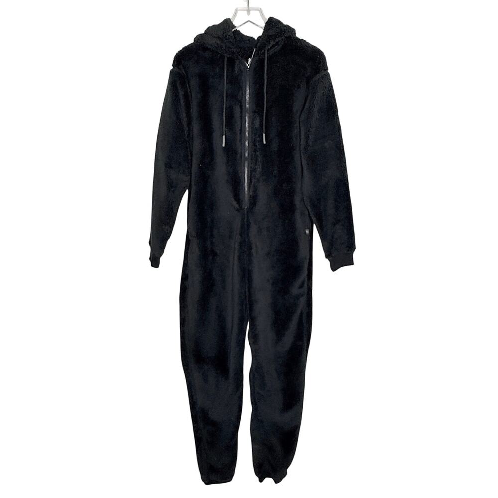 Savage x Fenty Caviar Black Hooded Jumpsuit M 8-10 NEW Soft Fuzzy Lounge